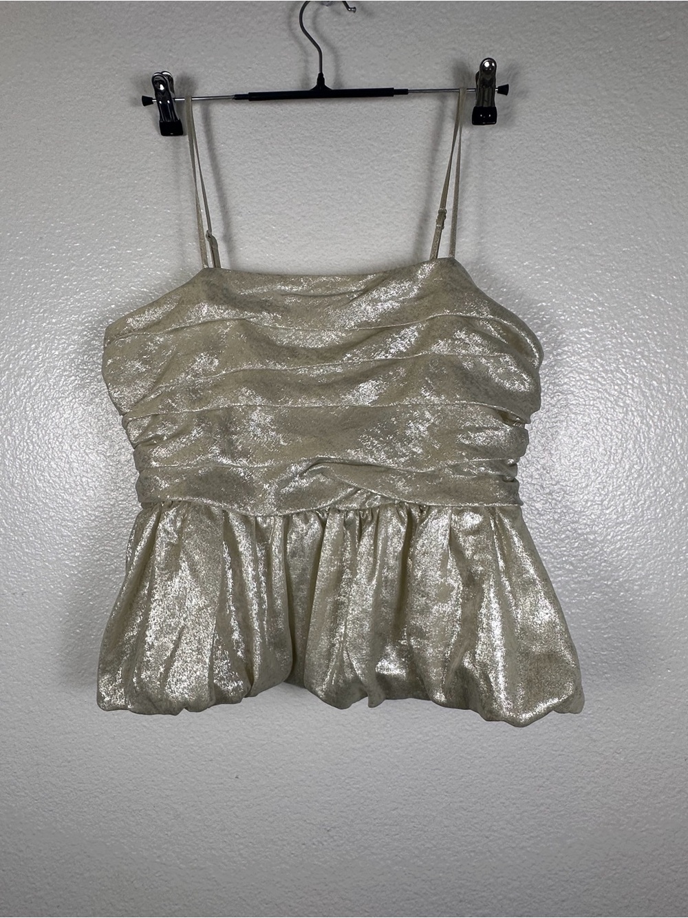 A New Day Women's Silver Ruffle Camisole Tank Top Size L